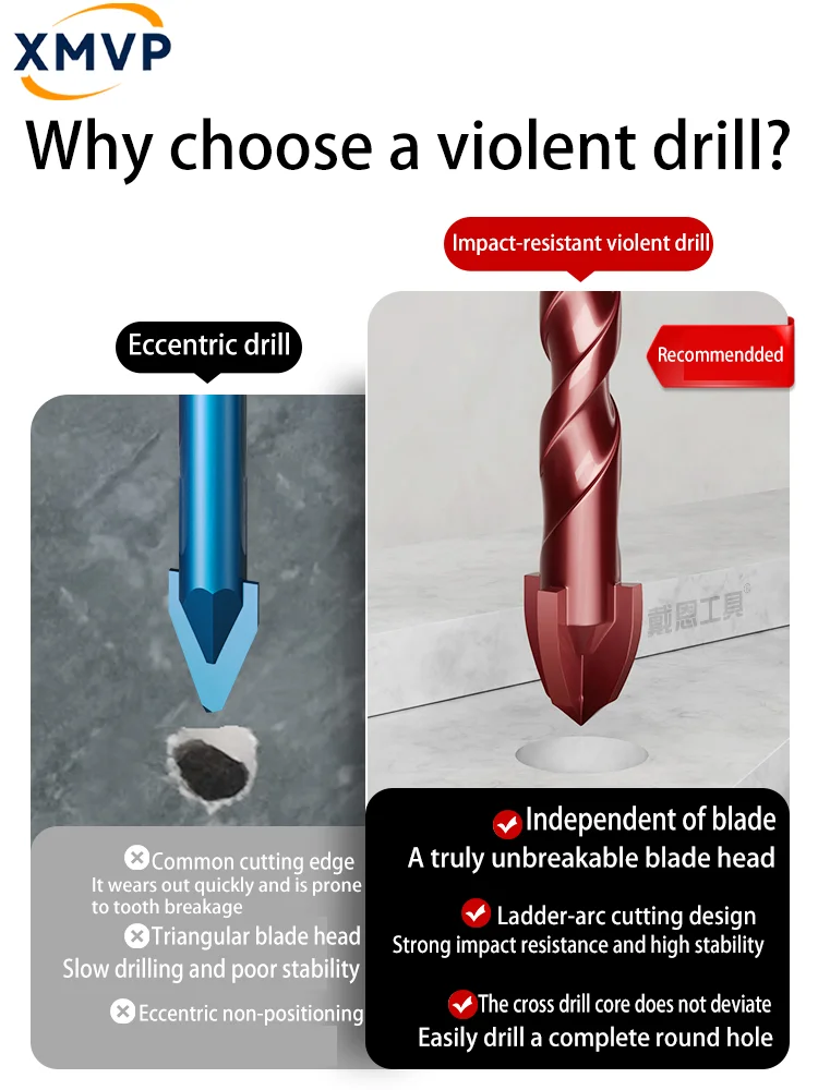A comprehensive collection of super-hard violent drill, tile impact drill, concrete and cement triangular four-edge king drill,