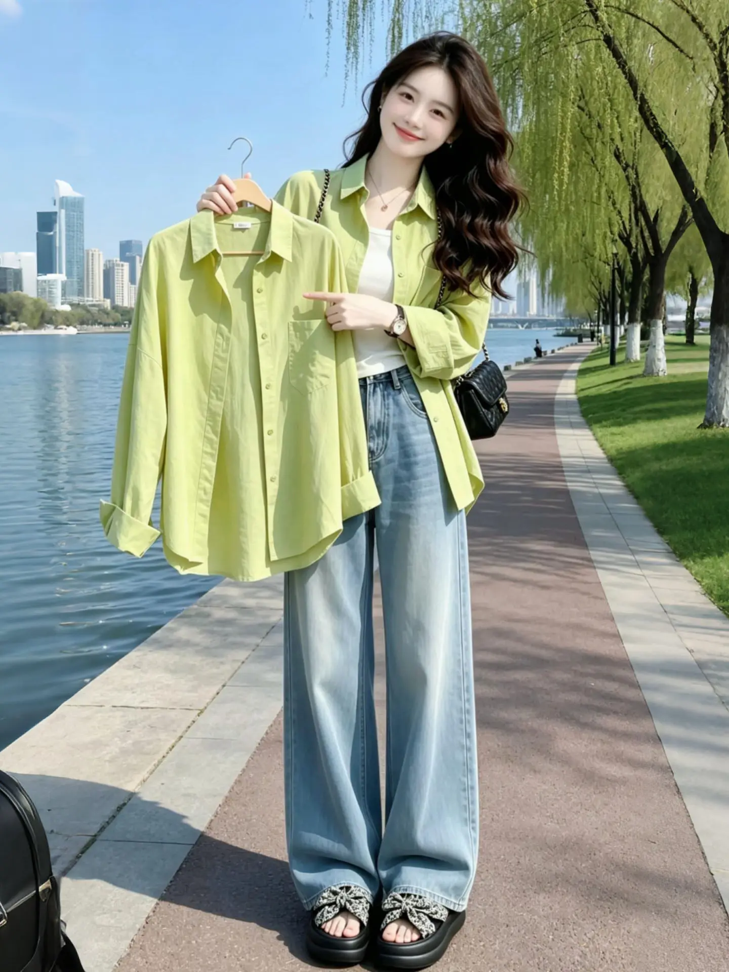

Women's Casual Fashionable Shirt Summer 2026 Loose Fit Collar Sun Protection Breathable Long Sleeve Commute Style