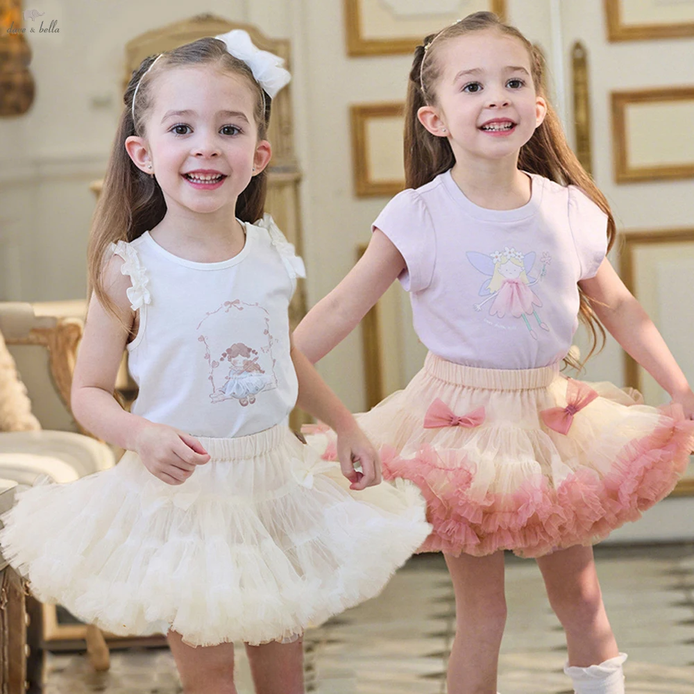 Dave Bella Girl Mesh Mini Skirt Sweet Summer Mesh Princess Skirt Cute Children Ball Gown Gentle Outdoor Party DB2262399