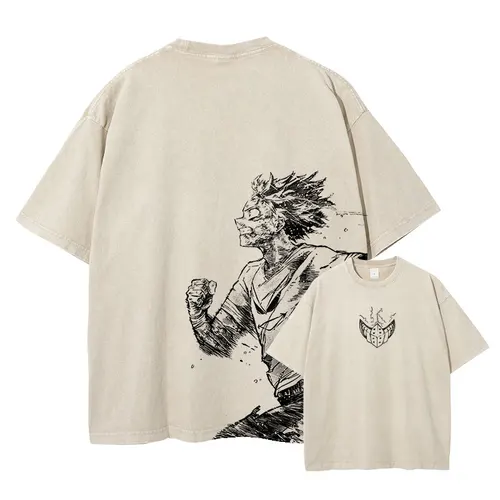 Imagen 2 del producto Camiseta de Anime Midoriya Izuku, camisetas Vintage lavadas de My Hero Deku, camisetas de Manga corta Harajuku de gran tamaño, 100% de algodón