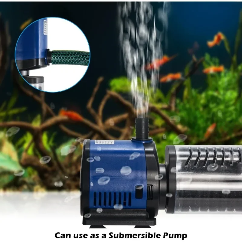 Pond Pump 660GPH Filtration Pump, Fountain Sump Submersible Water Pump w/Sponge Filter, 8ft. High Lift Powerful