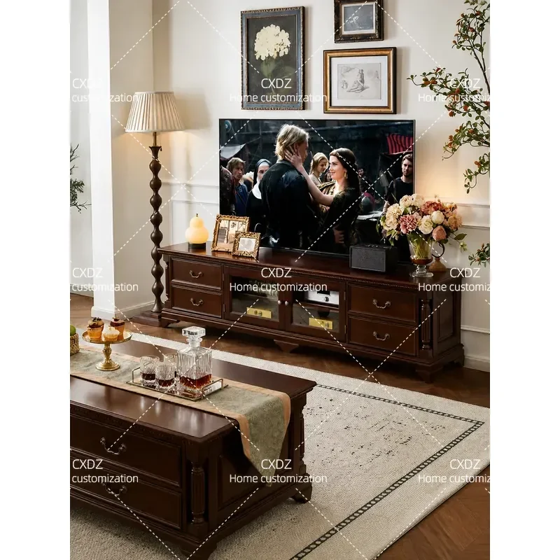 Modern Solid Wood Coffee Table and TV Cabinet Combo Nordic Style Living Room Furniture Eco Friendly Log Kung Fu Tea Table Set
