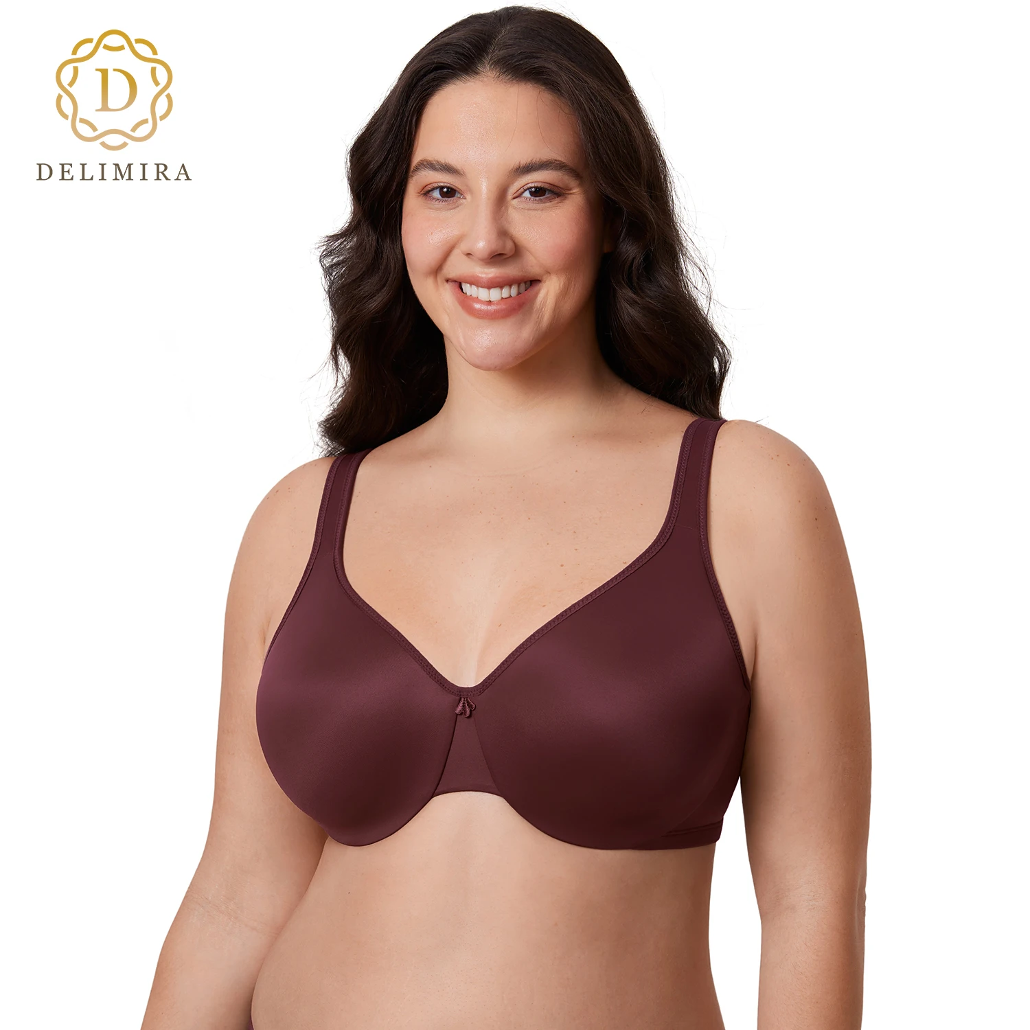 

DELIMIRA Women's Minimizer Bra Plus Size Underwire Smooth Full Coverage Seamless Bras DD E F G