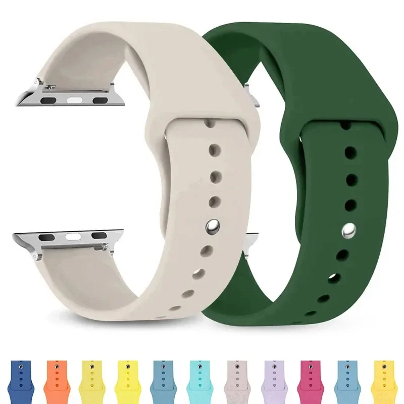 

Silicone Band For Apple Watch Straps 45mm 44mm 49mm 46mm 40mm 41mm 42mm 38mm bracelet iWatch series se 6 5 7 8 9 10 ultra 2 band