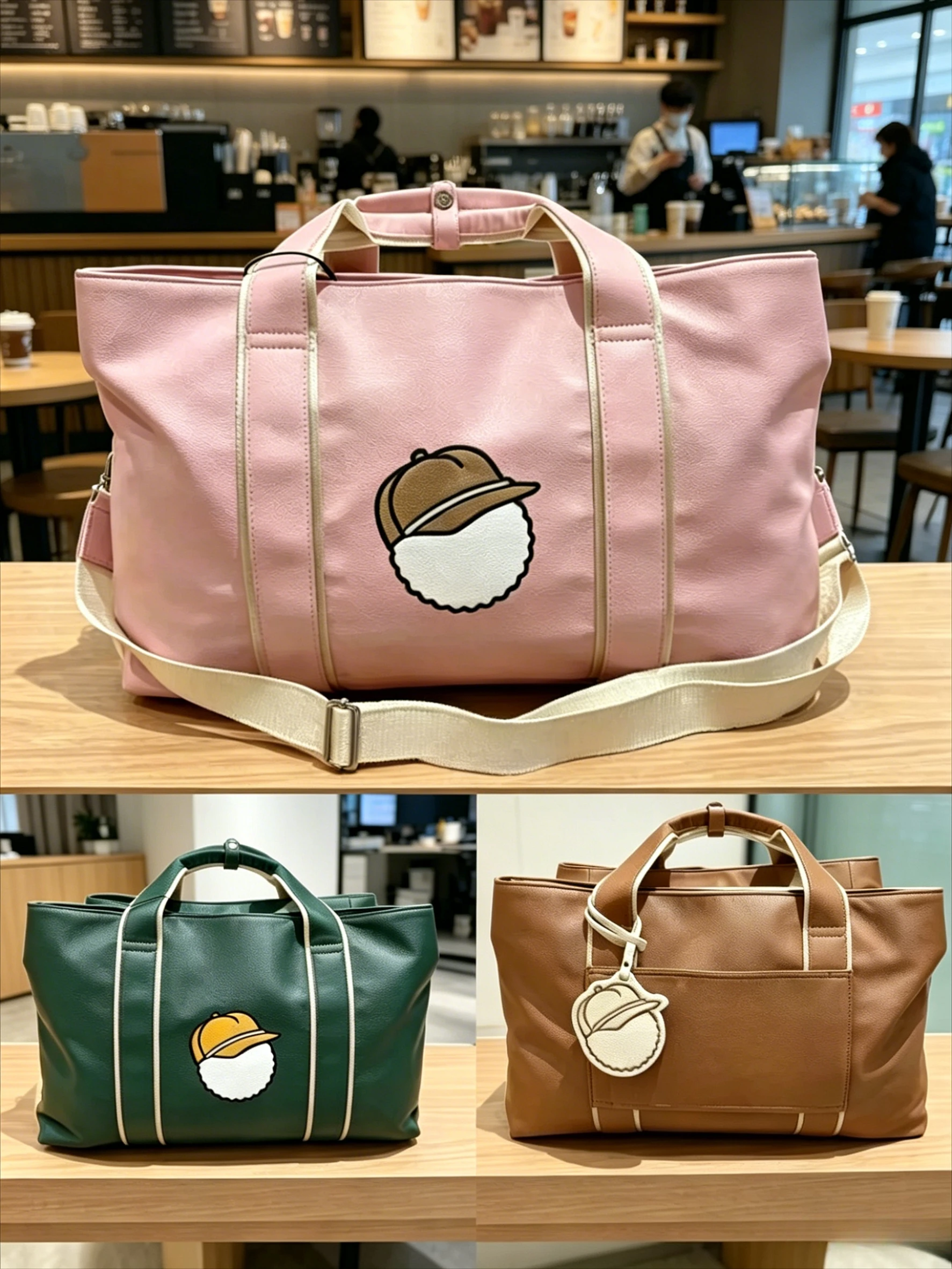 Korean Style PU Leather Golf Travel Tote Bag Unisex Embroidered Golf Clothing Organizer Handbag with Detachable Shoulder Strap