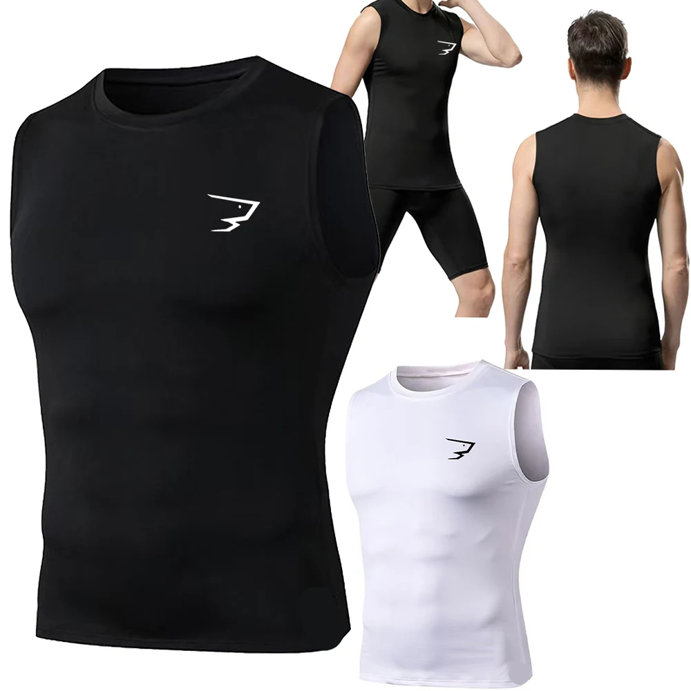 Men Running Compression Tank Top Sleeveless Sport Vest Gym Fitness Sportshirts Male Jogging Sportswear Homme Athletic Shirt Tops
