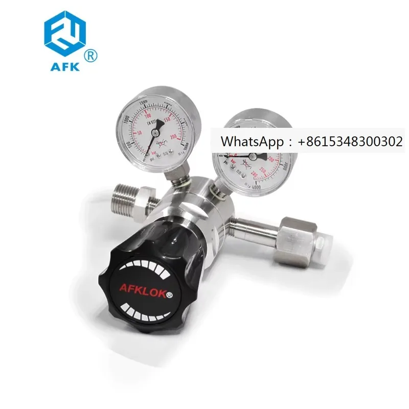 High flow two-stage pressure regulator for gas compression, heavy-duty industrial use, 6000 PSIG maximum inlet