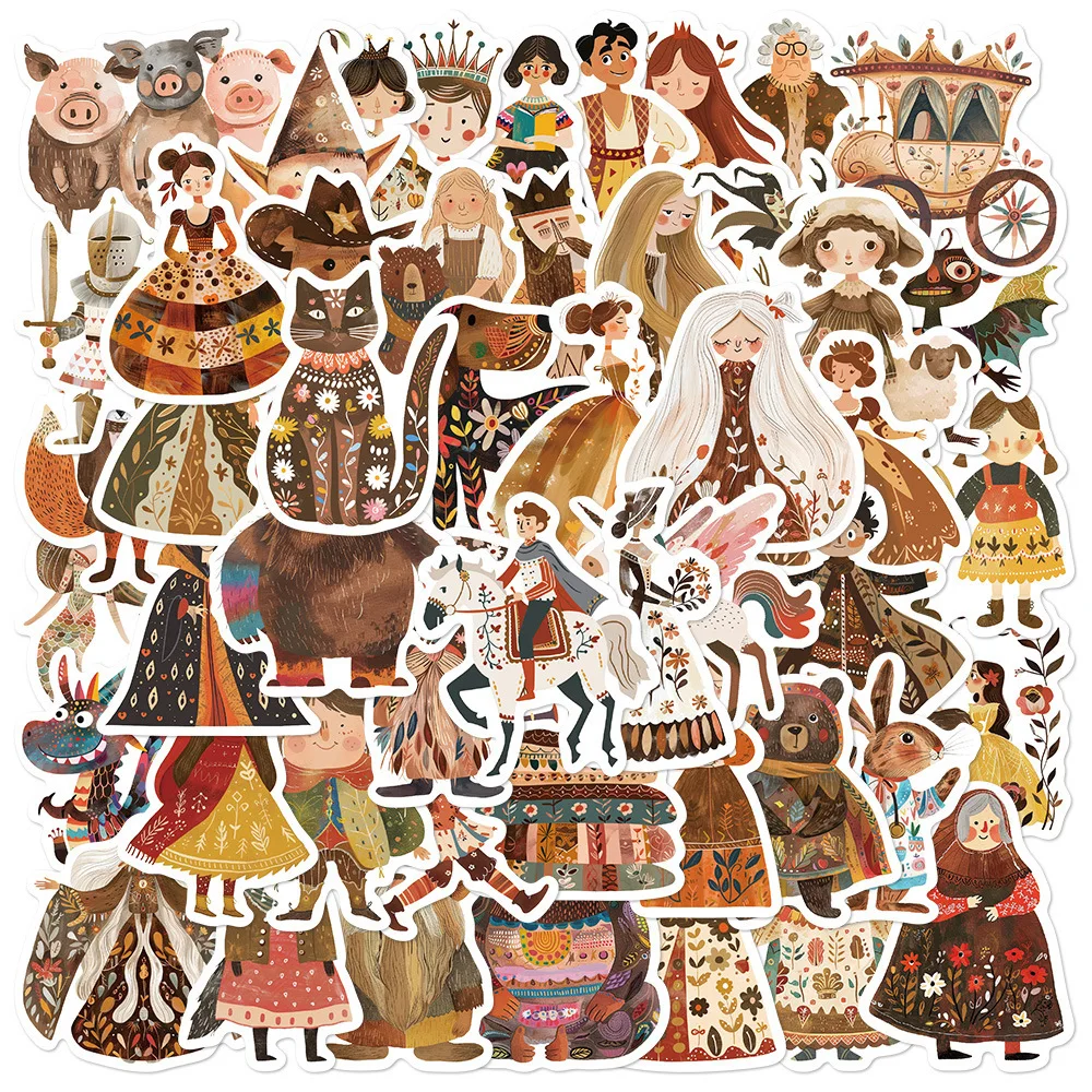 10/30/50PCS Cute Fairy Tale Character Stickers Funny Retro Cartoon Decals Waterproof Decoration DIY Diary Scrapbook Laptop Bike