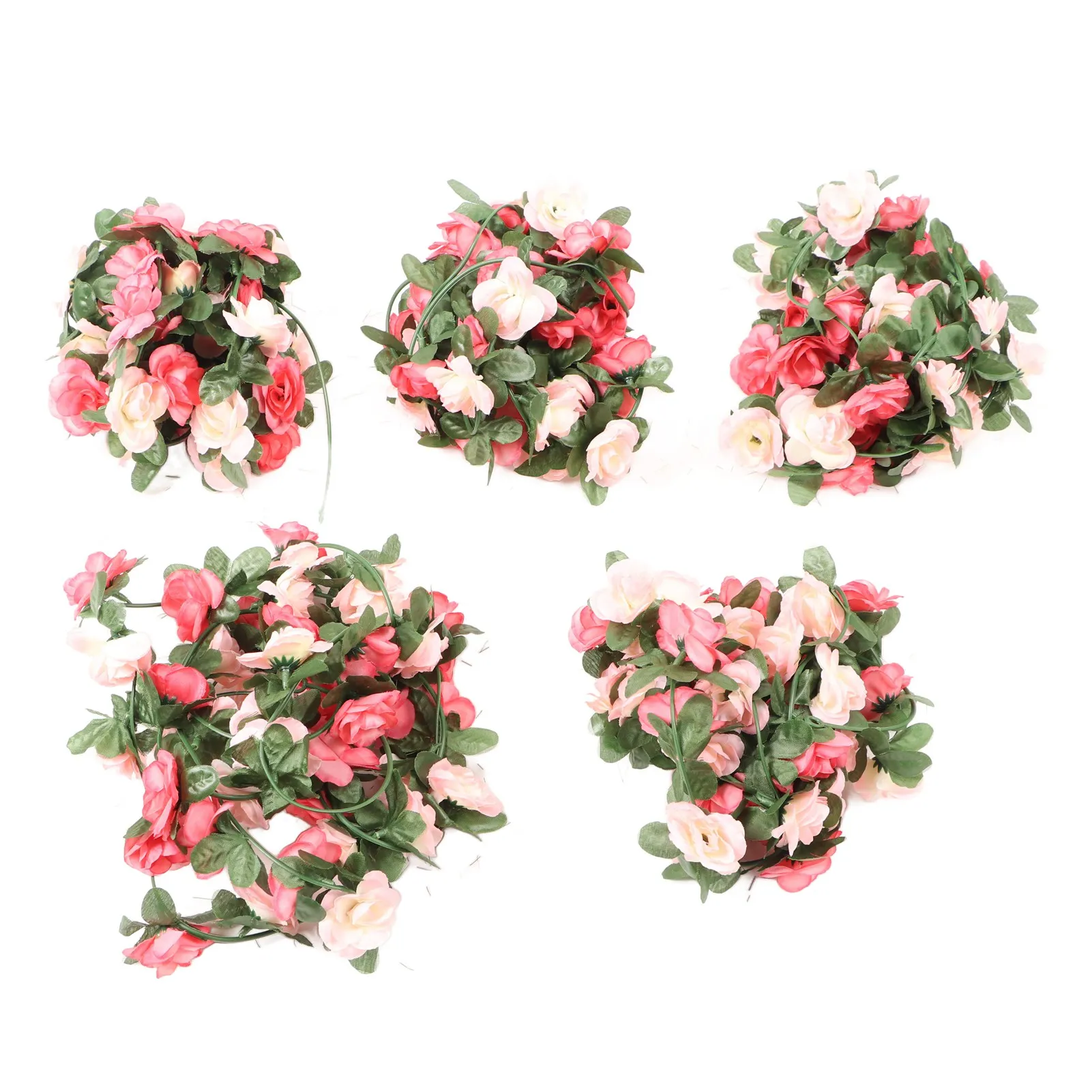 

5Pcs/Set Artificial Rose Vines 45 Fake Roses Flower Vine Romantic Decoration For Wedding Party Home Room Outdoor Courtyard