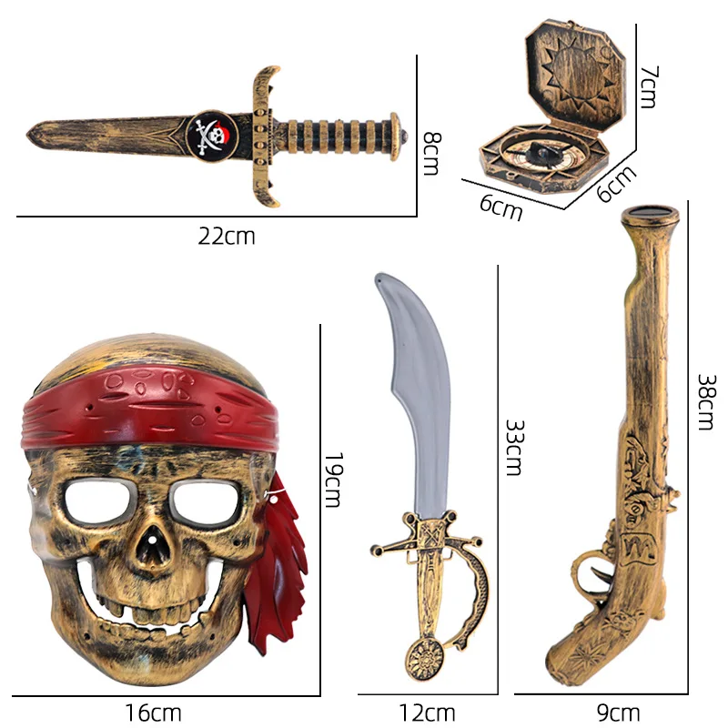 ฮาโลวีน 5 PC ชุดโจรสลัดหน้ากากอุปกรณ์เสริมสําหรับเด็กโจรสลัดคอสเพลย์ชุดโจรสลัด Paraphernalia เด็กของขวัญ