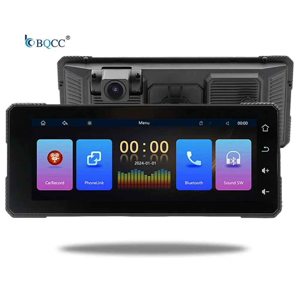 

BQCC 6.86'' Motorcycle Wireless Carplay Android Auto Portable Multimedia Smart Car Radio Dual BT DVR IP65 Waterproof Car Player