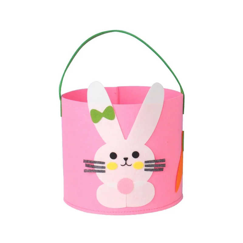 Easter Felt Basket Portable Easter Tote Bag Colorful Snack Bag Child-Safe Rabbit Egg Chicken Tote For Home Decoration Easter Egg