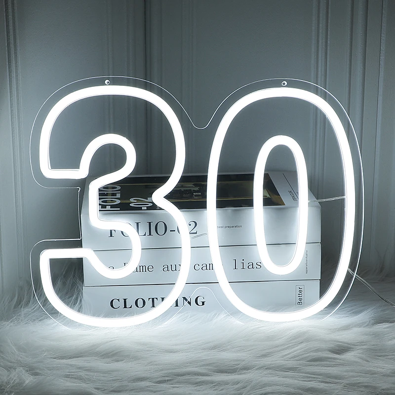 Custom Night Light 30 Number Letter 40 Led Lights Neon Signs For Home Decorative Lamp Room Wall Lighting Closet Bedroom Party