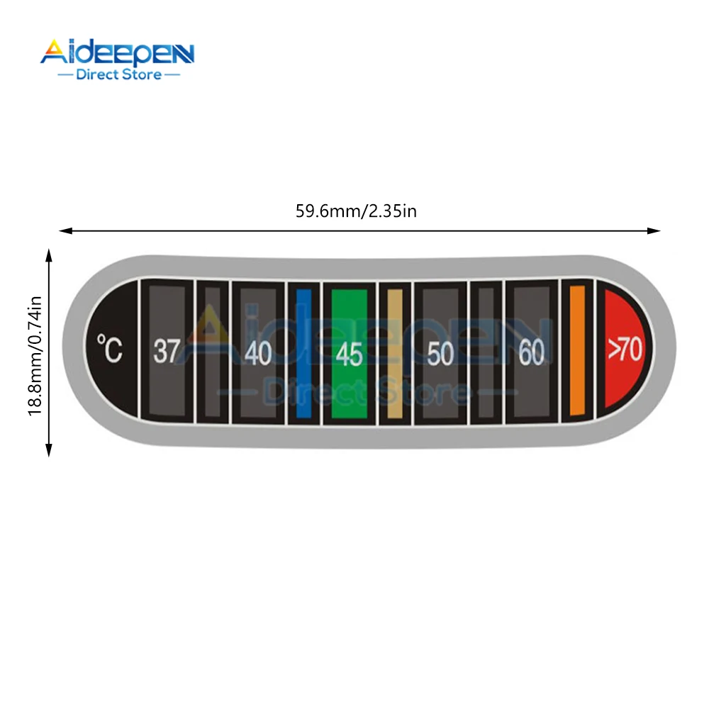 5ชิ้นถ้วยกาต้มน้ำทดสอบอุณหภูมิของเหลวนมอาหารเทปกันน้ำสติกเกอร์วัดอุณหภูมิในบ้าน37-70 ℃
