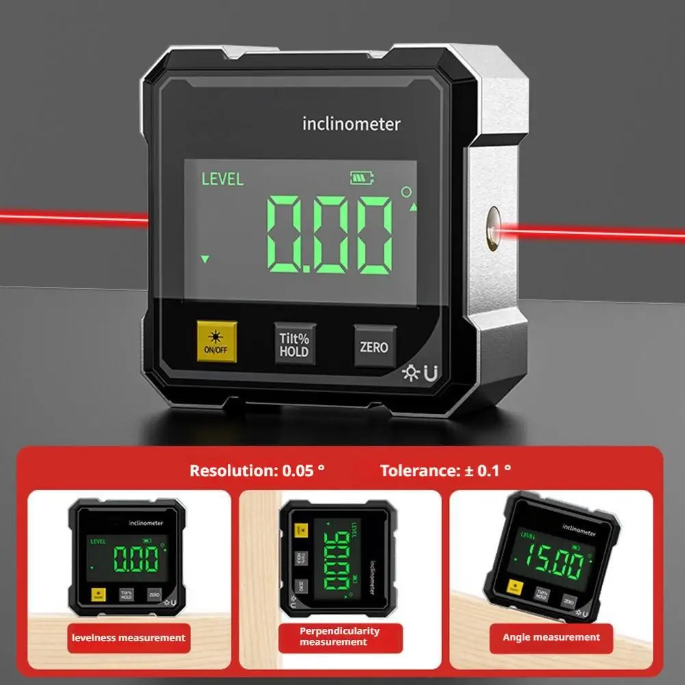 Wiederaufladbarer magnetischer digitaler Laser-Neigungsmesser, multifunktionaler elektronischer digitaler Winkelmesser, horizontale Messwerkzeuge