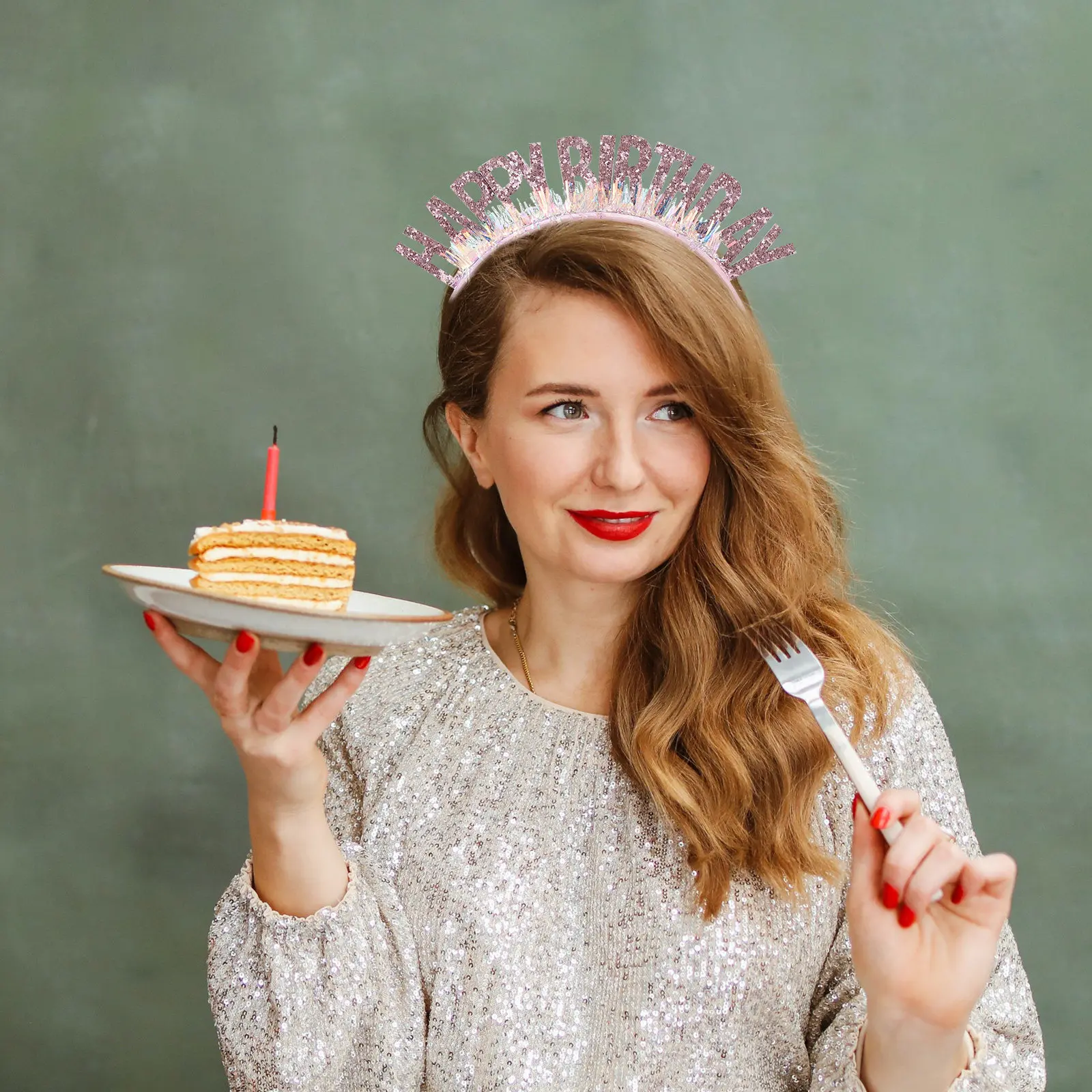 

Delicate Birthday Hairband with Sparkling Sequins Chic Party Headdress for Adult Festive Hair Decor Cute Headband Accessory