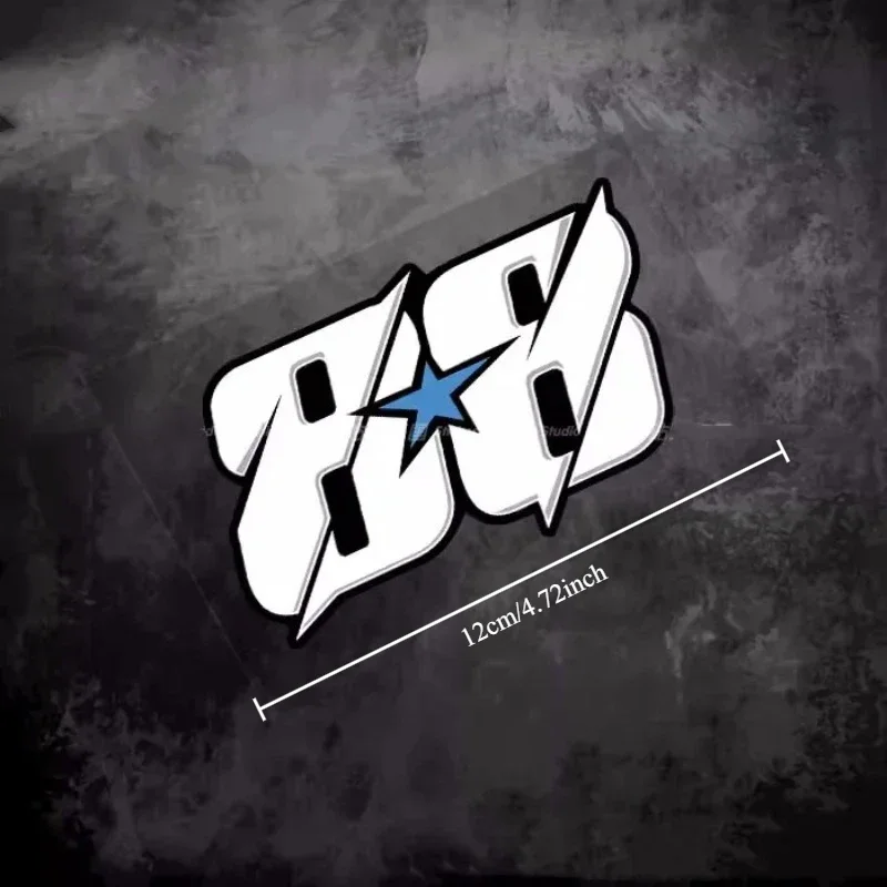 1Pc 88 Star Racing Vinyl Sticker, Waterproof Decal with Bold White Blue Design for Universal Car & Motorcycle Exterior DIY Decor