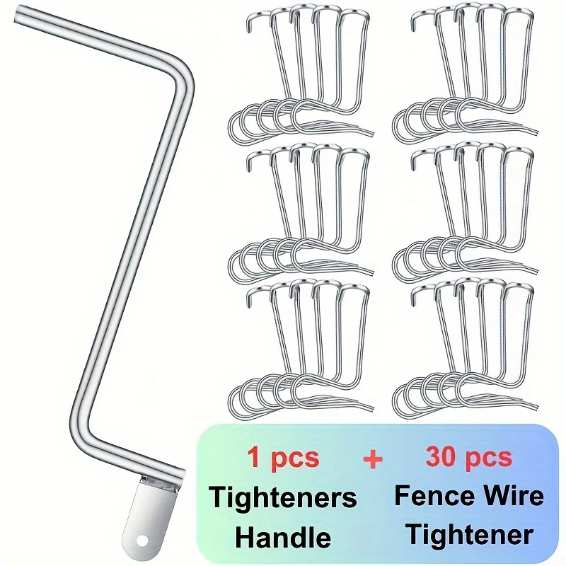 Set of 30 Fence Wire Clamps and 1 Clamp Handle, Fence Wire Clamps, Wire Mesh Tools, Fence Wire Clamps for Quick Fastening