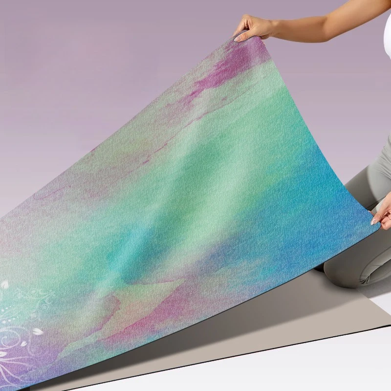 1.5mm Suede Fabric Natural Rubber Yoga Mat Wear Resistance Yoga Towel Portable Fitness Mat Professional Anti-slip Yoga Mat