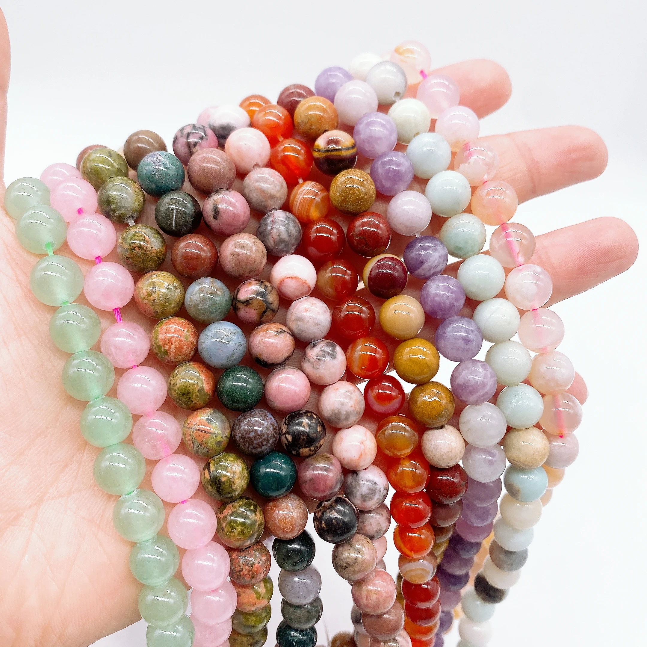 Wholesale Natural Round Tiger Eye Stone Lapis Rose Quartz Crystal Lava Beads Jewelry Making DIY Bracelet Necklace Accessories