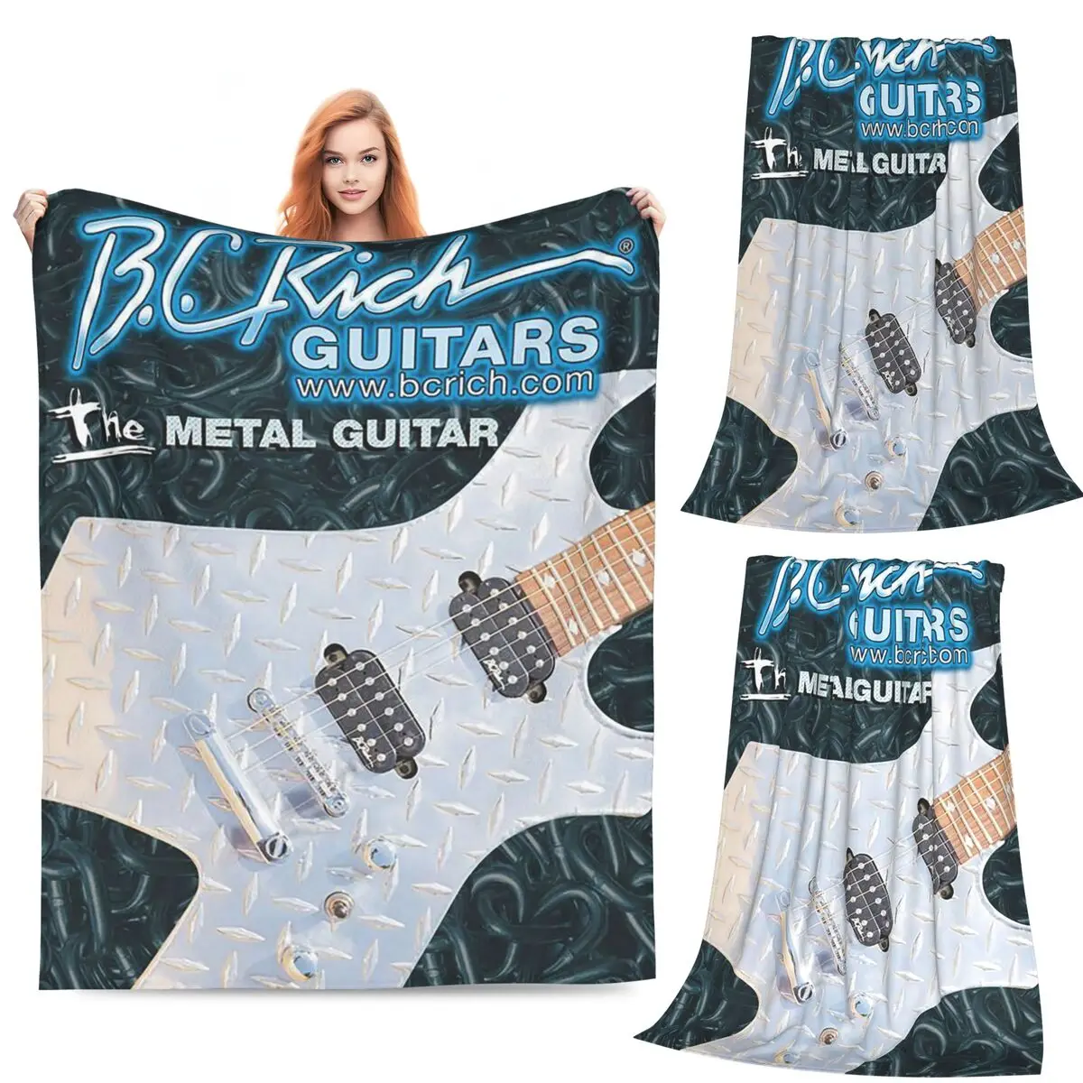 

B.C.Rich Guitar Logo Blanket Soft Warm Flannel Throw Blanket Bedding for Bed Living room Picnic Travel Home Sofa