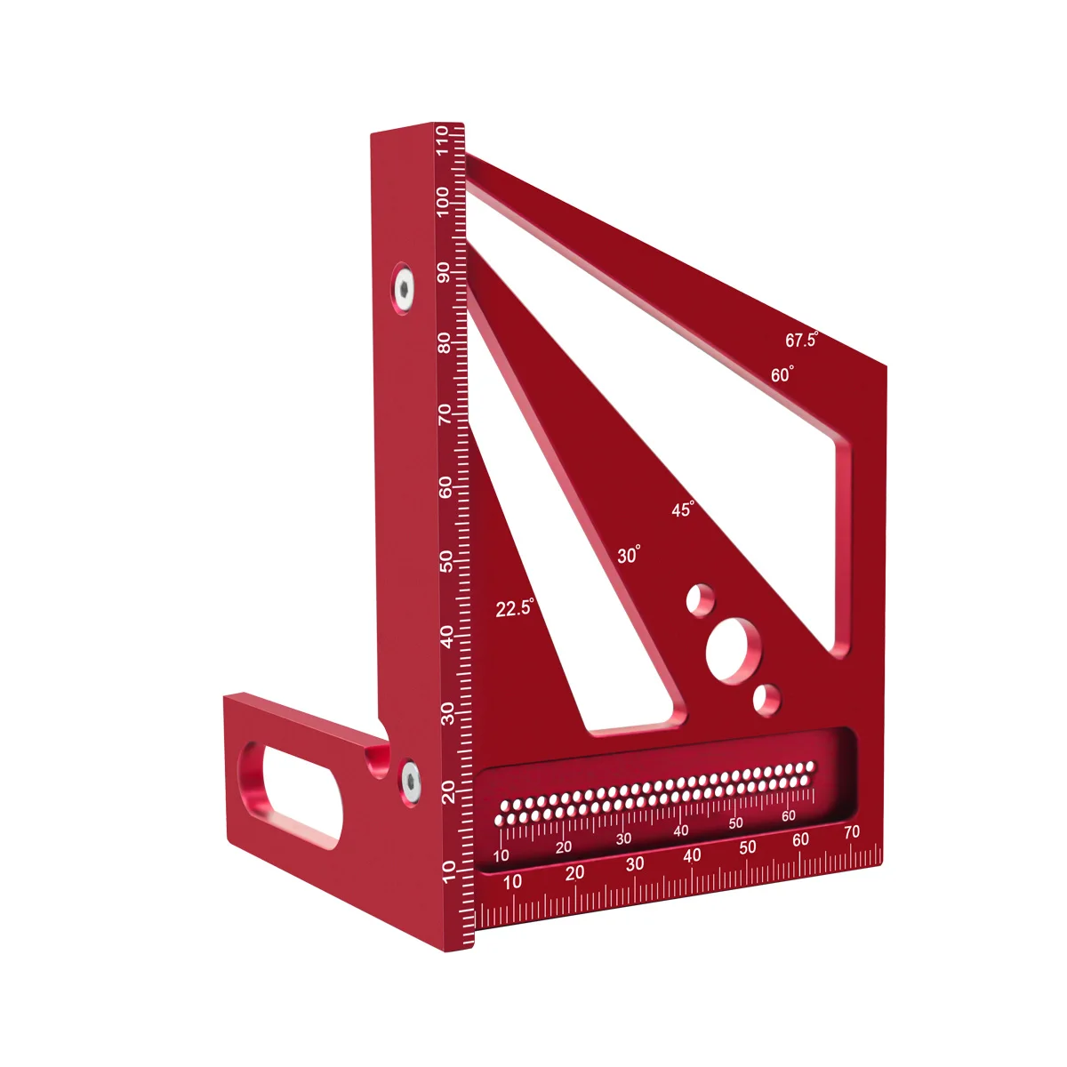 3D Multi-Angle Woodworking Square Protractor, Aluminum Alloy Miter Triangle Ruler T-Type Scriber - 22.5/30/45/60/67.5/90 Degree
