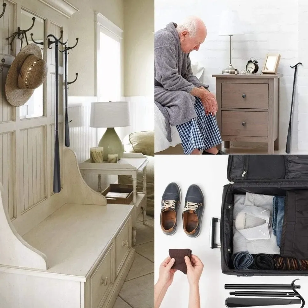 

Регулируемая ложка для обуви с длинной ручкой, портативная, многофункциональная, съемная, складная, из АБС-пластика, для обуви и носков, помощник при надевании