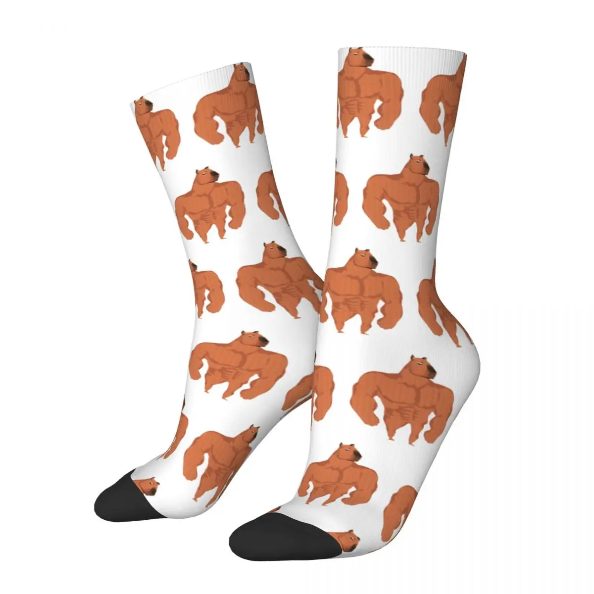 Hip Hop Men Women Socks Funny Muscle Capybara Merch Soft Skateboard Socks All Season Birthday Present