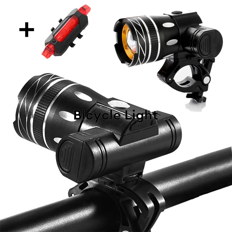 1000LM LED Light Bike/Bicycle/Light Set USB Rechargeable Headlight/Flashlight Waterproof Zoomable Cycling Front Lamp for Bike