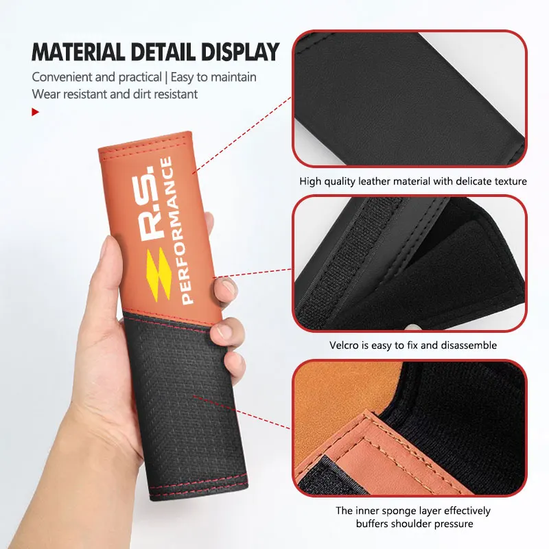 For Renault Leather Splicing Car Seat Belt Shoulder Pad Velcro Universal RS Kadjar Captur Clio Megane 2 3 4 RS Koleos Logan - view 2