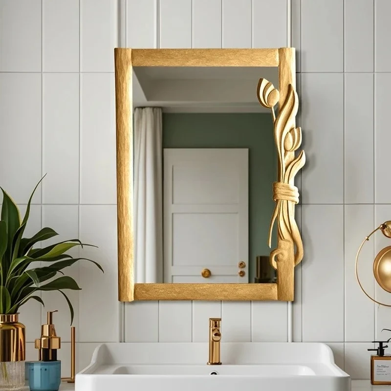 

A16 French bathroom mirror retro vanity mirror light luxury decorative premium home makeup mirror