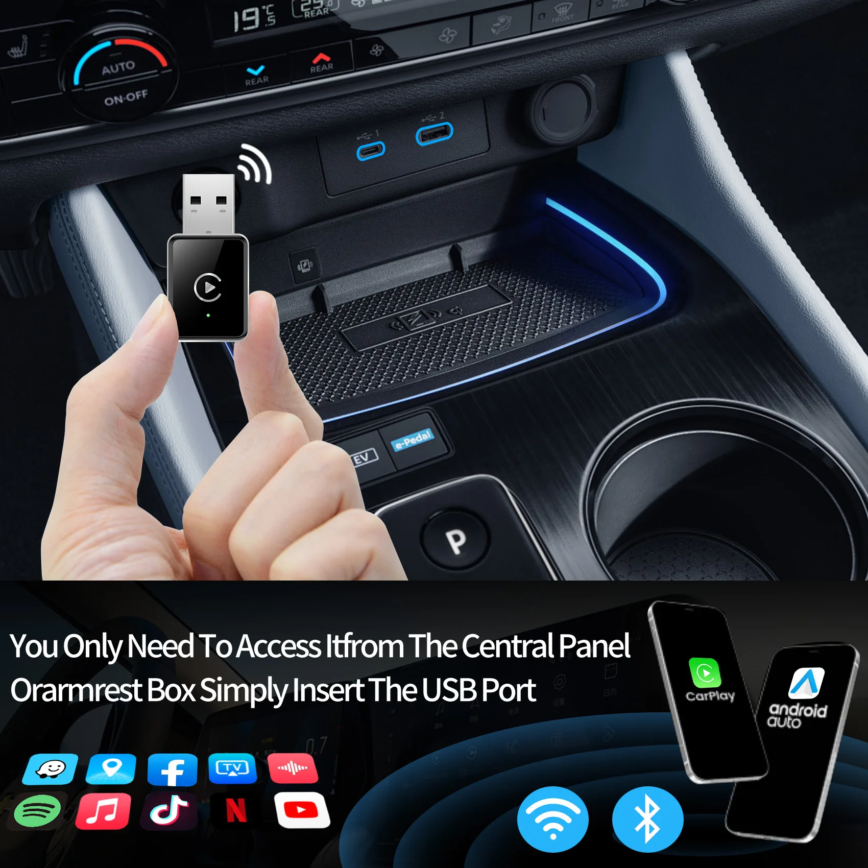 2025 جديد محول Carplay اللاسلكي أندرويد السيارات 2in1 صندوق صغير ذكي واي فاي BT السيارات الاتصال لتويوتا أودي بنز كيا بورش فورد