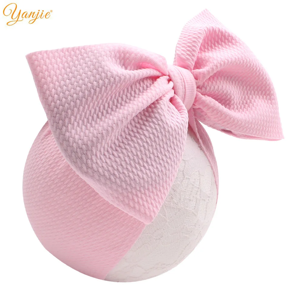 

2024 Waffle 7" Hair Bows Headband Solid Fabric Elastic Hair Bands Knot Headband DIY Girls Hair Accessories Party Accesorios