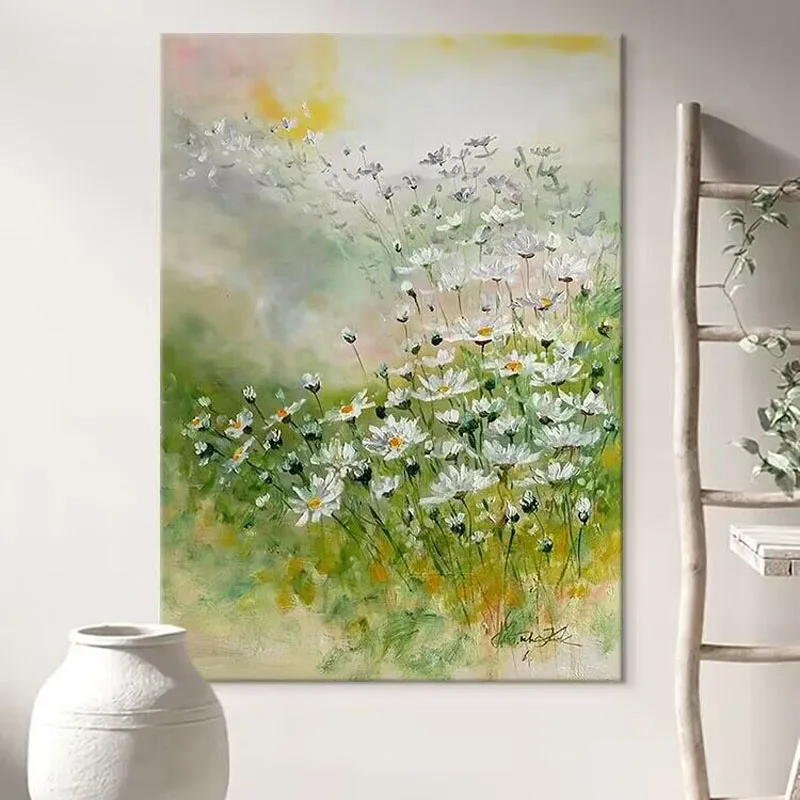 Modern Abstract Daisy Pure hand drawn oil painting Living Room Decoration Painting For Home Decoration Bedroom Dining Room Sofa