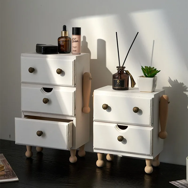 Solid Wood Storage Locker Vintage Chinese Storage Box Makeup Vanity Drawer Cabinets Decorative Furniture Multi Use Organizer Box