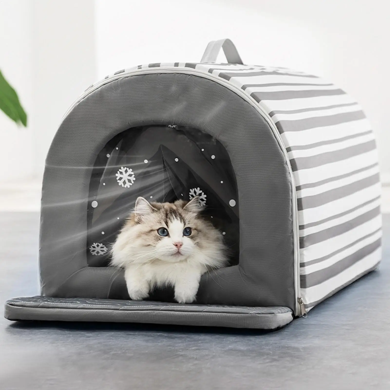 

Cooling Outdoor Cat House with Ice Box Outdoor Cooling for Cats Insulated Non-Slip Comfortable Tent Waterproof for Apartment