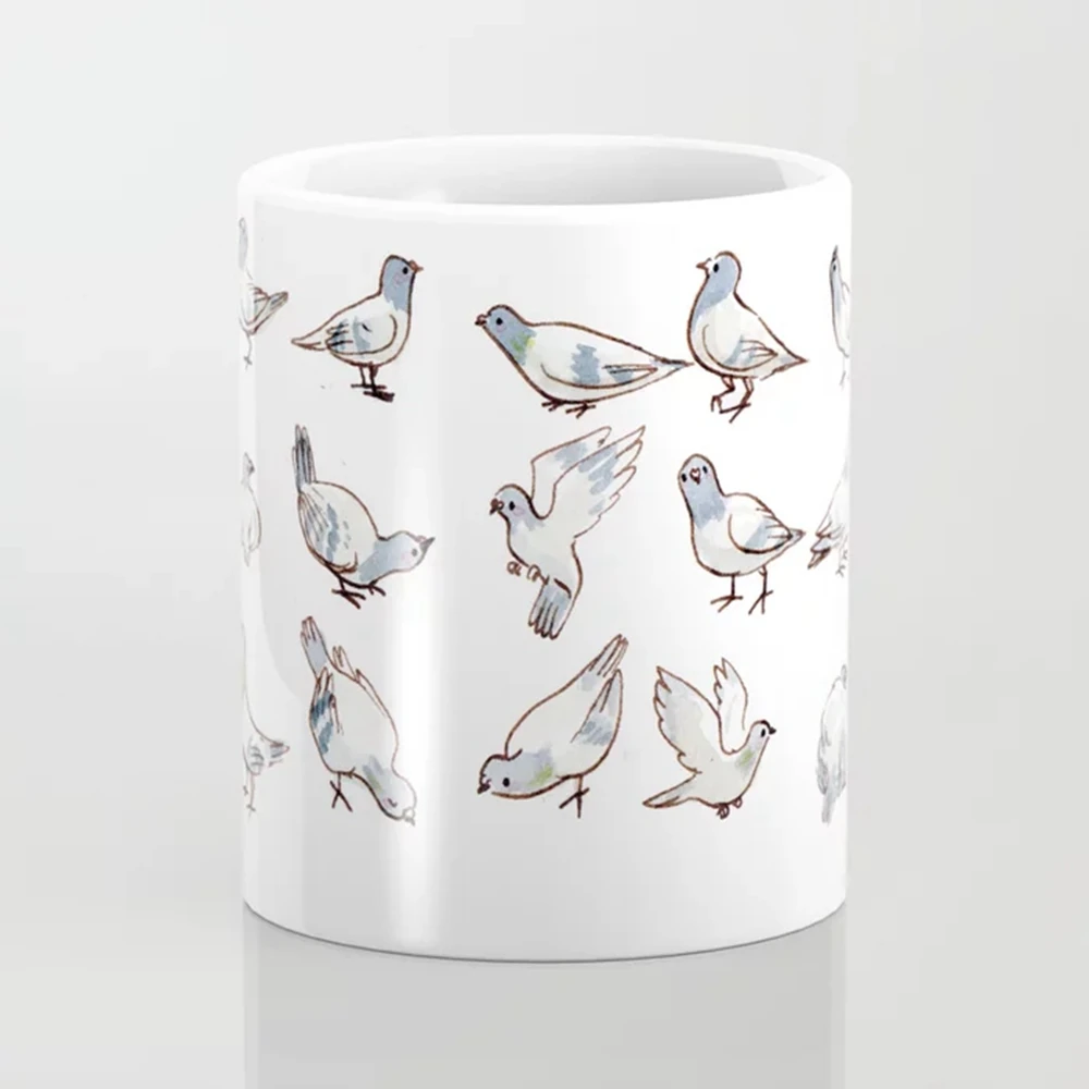 Pigeon Collection Coffee Mug  11oz Ceramic Birds Lover Gift Coffee Mug Girl Friends Birthday Gift Home Milk Cup