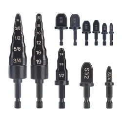 LIDIAO 1/6pcs Tube Expander Hex Shank Electric Drill Bit Air Conditioner Copper Tube Expander Repairing Set Tools 1/2 1/4 Inch