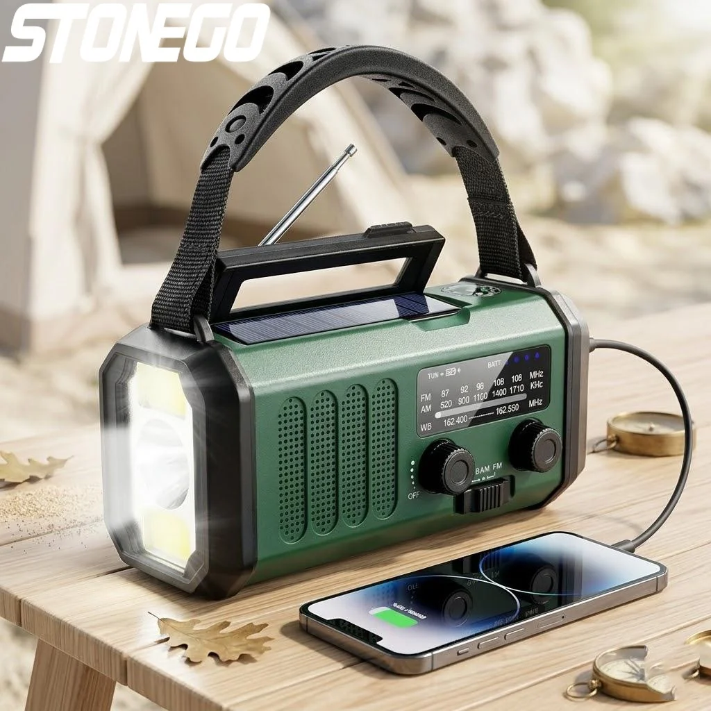 portable-solar-power-bank-10000mah-am-fm-radio-weather-alert-usb-c-charger-flashlight-sos-outdoor-survival
