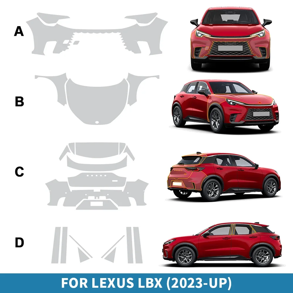 

For Lexus LBX 2023 2024 2025 Paint Protection Film TPU PPF Pre Cut Body Kit Transparent Sticker Accessories