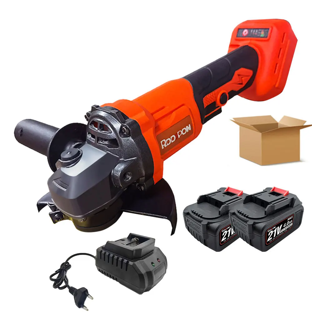 125MM Brushless Battery Angle Grinder 18V Rechargeable Electric Angle Grinder Machine 4 Speed Cutter Diy Woodworking Power Tool