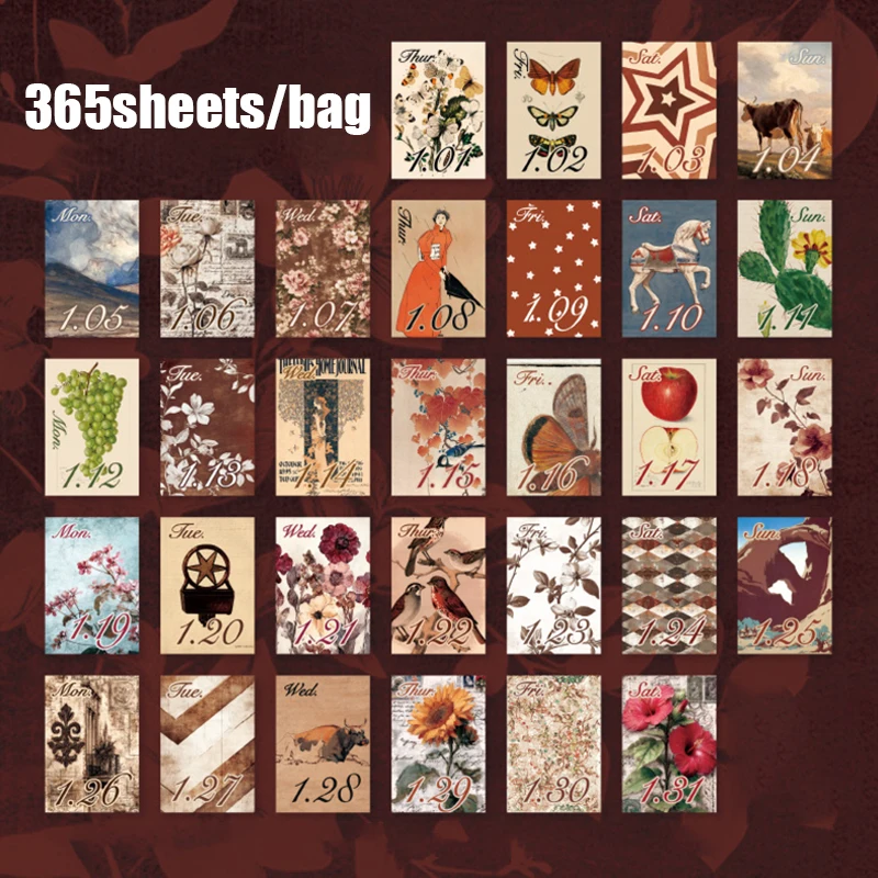 365 Days Mini Calendar Stickers Set, Cute Daily Date Planner Decals for Journal Diary Scrapbook Bullet Journal Decoration Suppli