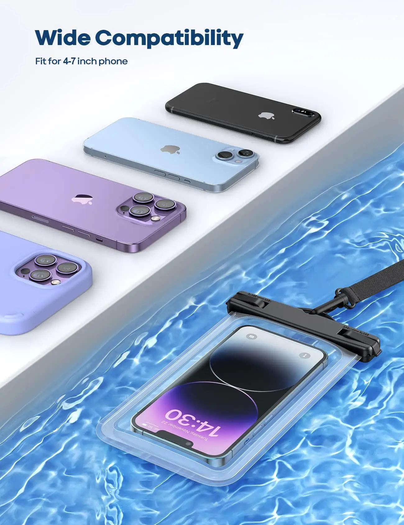 Custodia impermeabile per telefono [Easy Lock & Heavy Duty] Borsa asciutta per cellulare resistente all'acqua IPX8 per iPhone Samsung sotto i telefoni da 6,8"