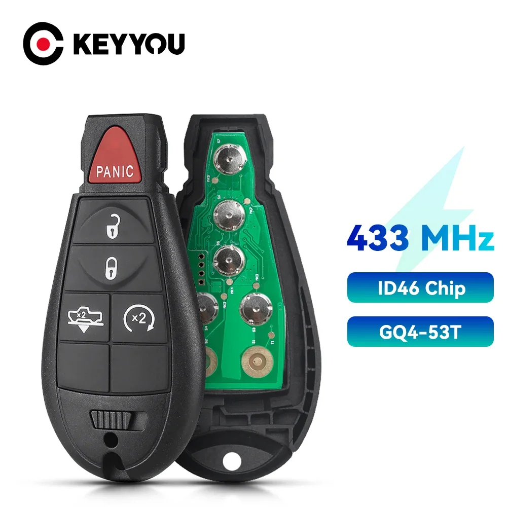 

KEYYOU For Dodge RAM 1500 2500 3500 4500 2013-2018 Half Smart GQ4-53T Fobik Remote Car Key 433MHz ID46-PCF7961A Chip