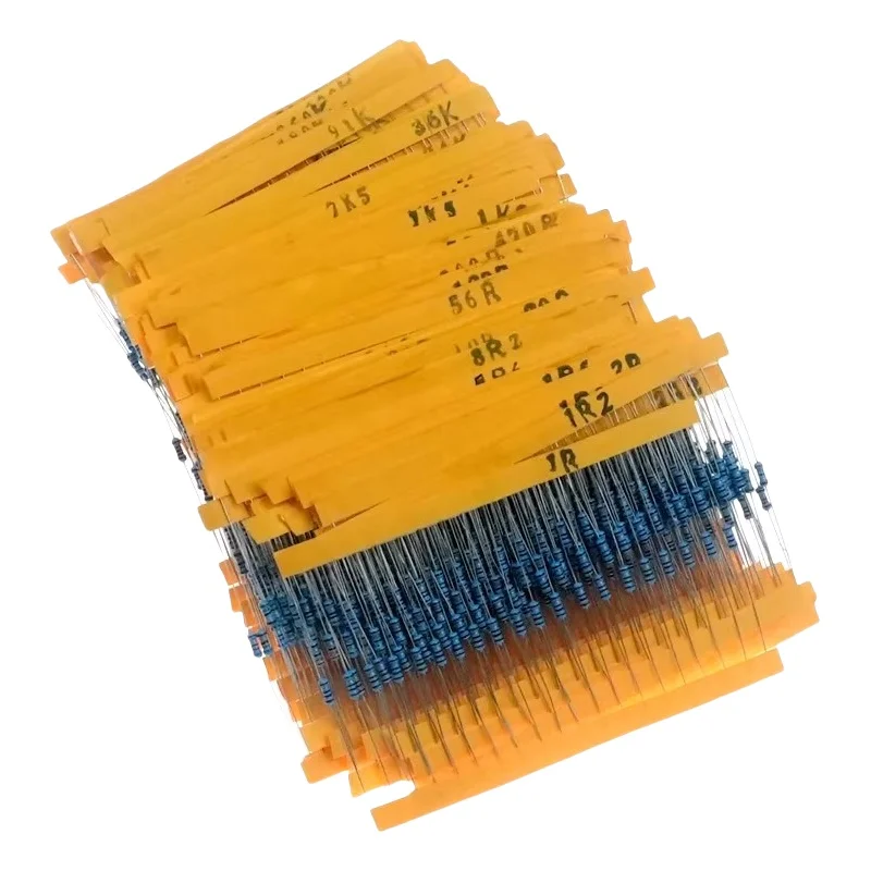金属フィルム抵抗器パッケージ,カラーリングを直接取り外し可能な電子部品,130タイプ,1% 以下,1 W, 4W, 2600個