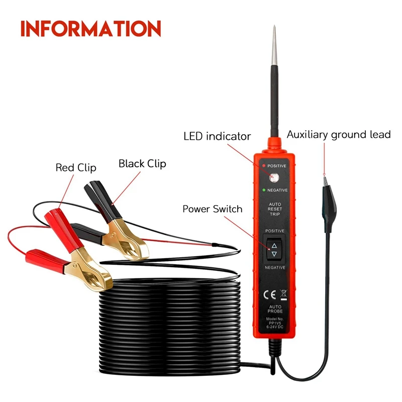 2X EM285 6-24V Car Electrical Circuit Test Pen Voltage Tester Power Probe Automotive Tool