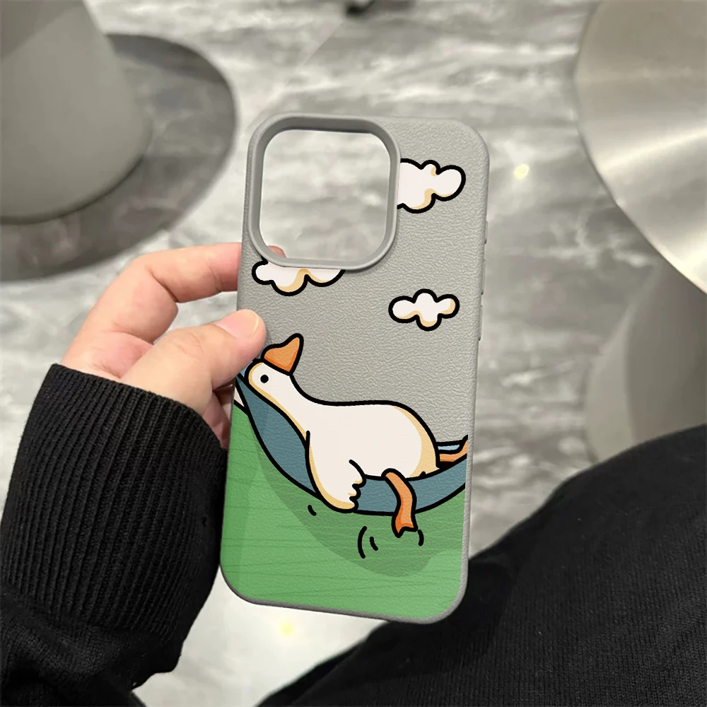 Flachliegende Weiße Enten-Handyhülle für iPhone 17 16 15 14 13 12 Pro Max 16 15 14 Plus 17 16 15 14 Pro 17Air Silikon-Matt-Cover – Detail 9