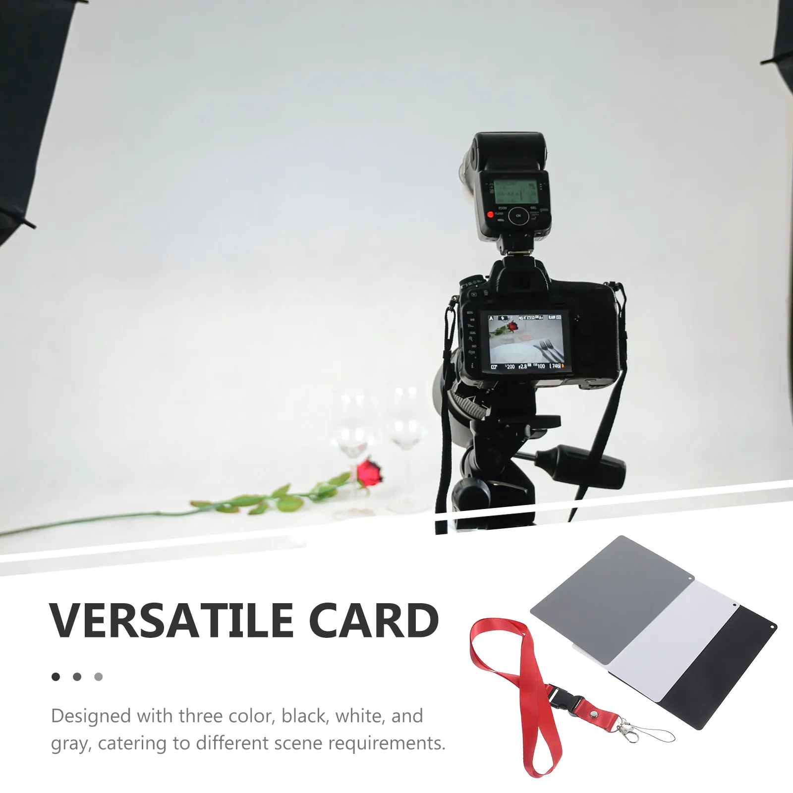 Portable Gray Card for Photography Calibration, Exposure & Color Balance Checker with Strap