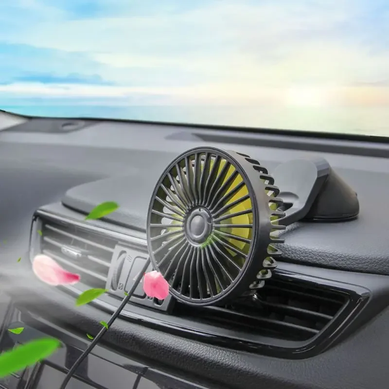 Universal Single Head USB Car Fan - Three Speed Control for Air Cooling in Truck, SUV, Boat, Office, Home