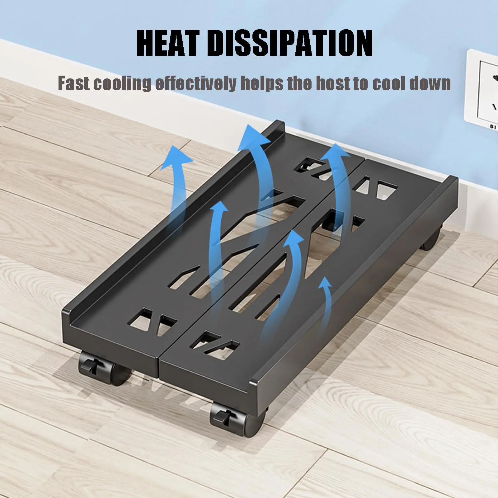 Penyangga CPU ponsel dapat diatur, penyangga menara komputer berventilasi dengan 4 roda Caster cocok untuk sebagian besar PC, penyangga di bawah meja